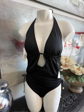Express Black Halter One-Piece Swimsuit